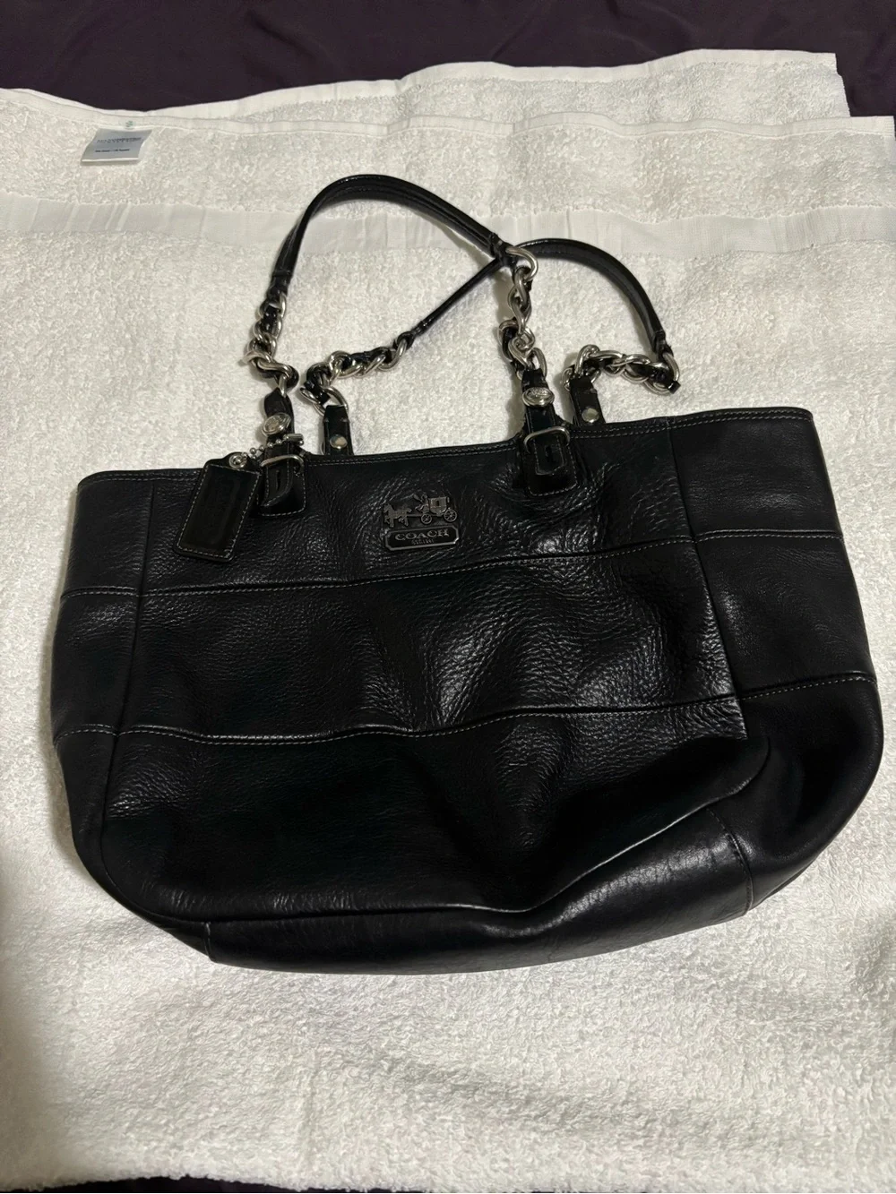 Coach Black Leather Chain-Handle Shoulder Bag